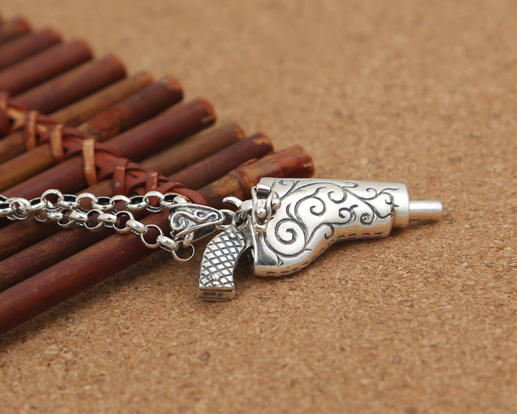 Hegemonic Pistol Exquisite Pendant (can be opened)-sterling silver