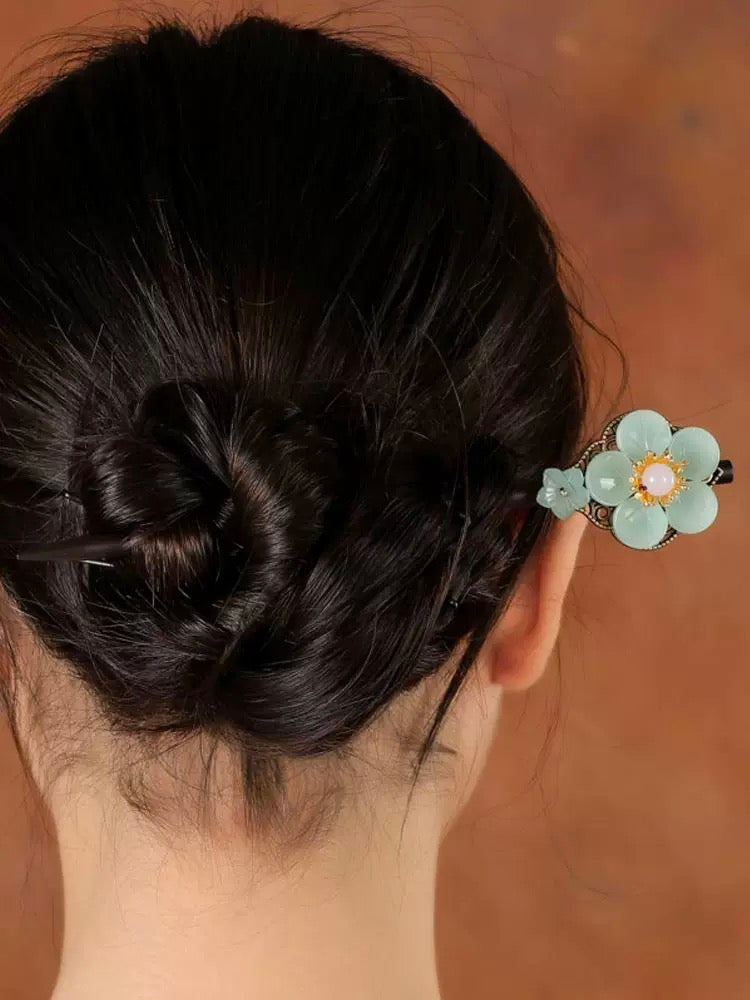 SOLUSTRE 2pcs Hairpin Pearls for Hair Vintage Flower Hair Pin Hair Diamonds  Stick on Machine Hair Stick Perle Di Sole Women's Hair Clips Chinese Hair