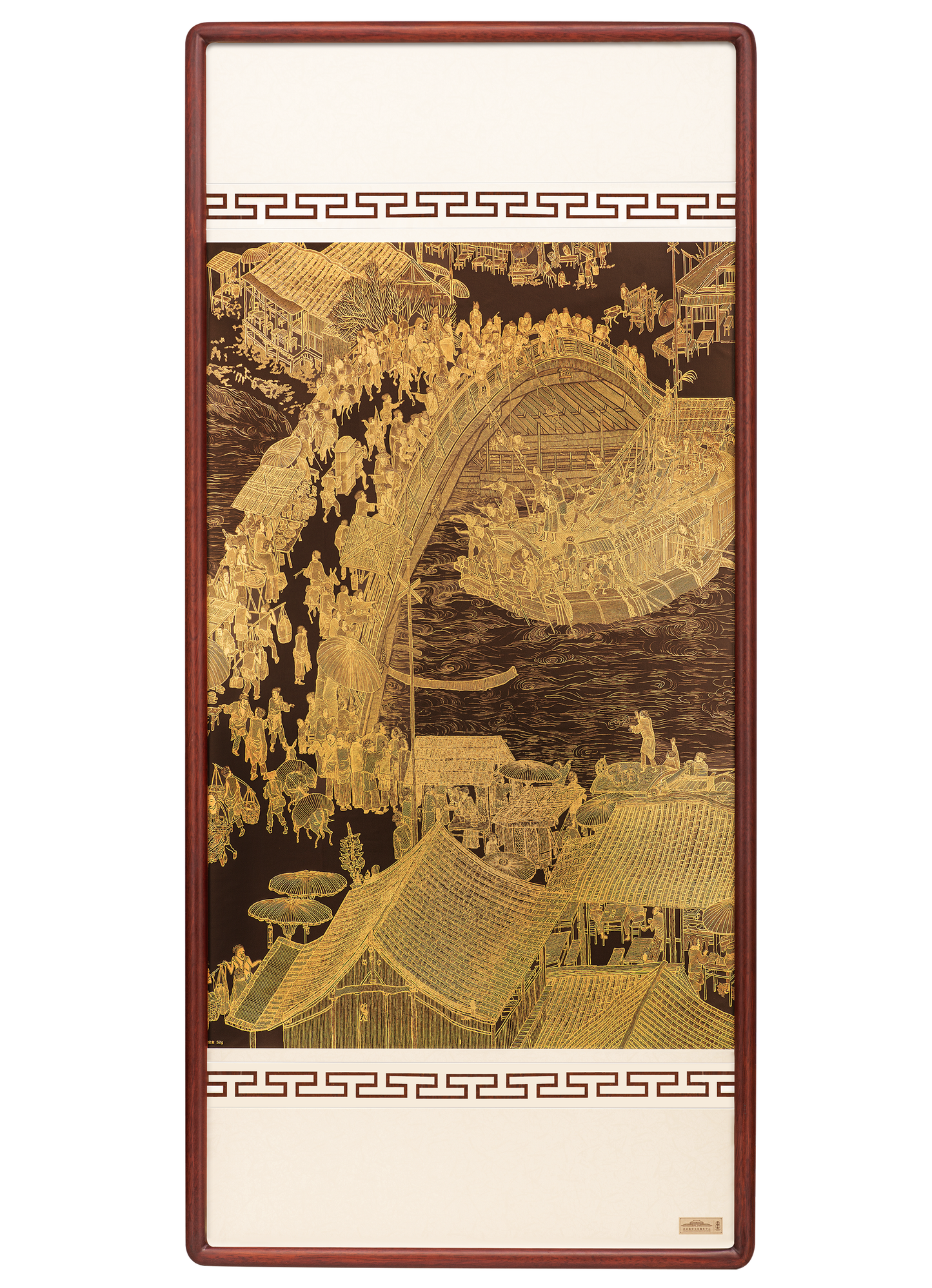 Qingming Shanghe Tu – Handcrafted Chinese Repoussé & Chasing Wall Art (Vertical) | Luxury Historical Landscape Metal Artwork