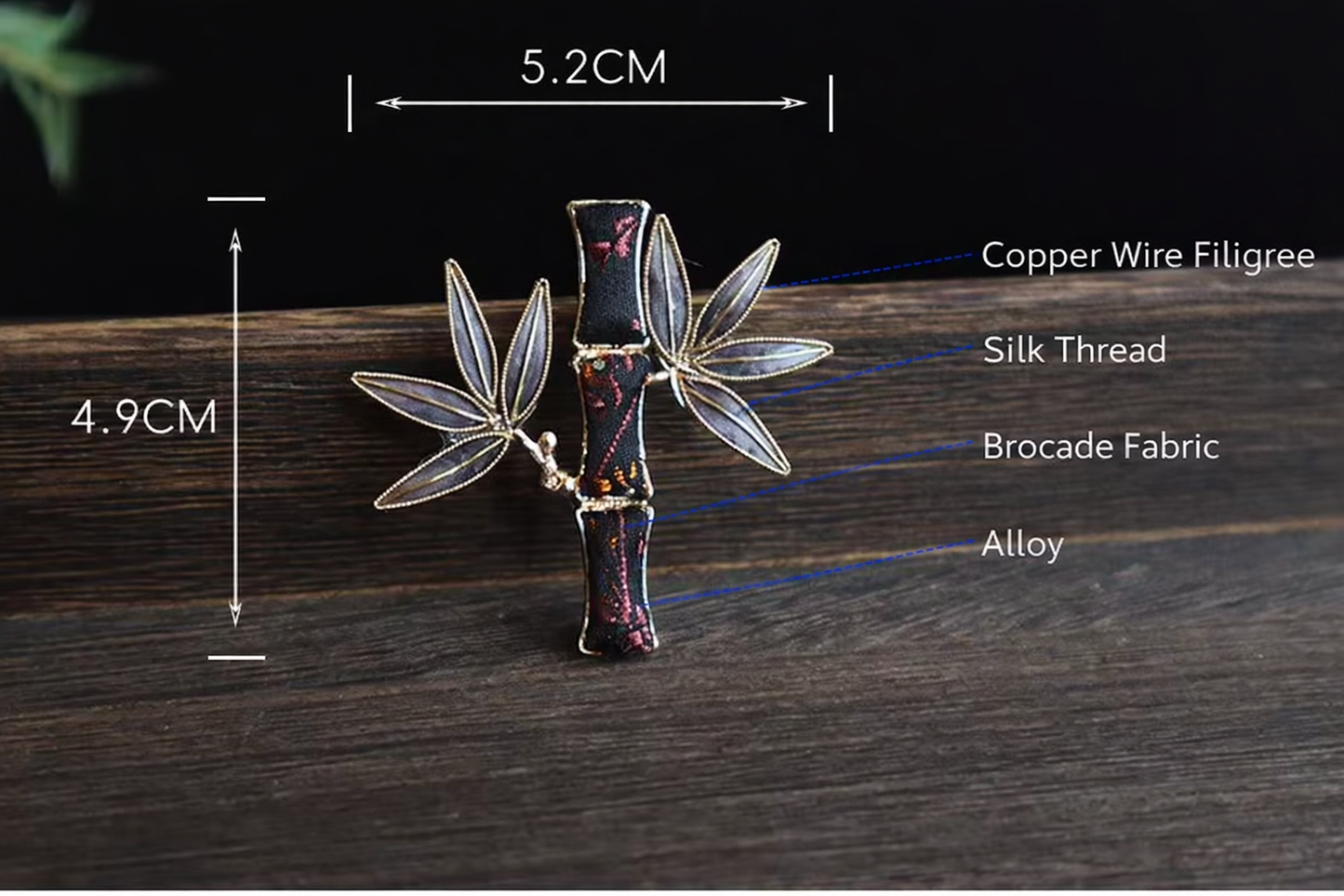 Handmade Heritage Velvet Flower Brooch – Song Brocade & Bamboo Design, Retro Chinese Hanfu Accessory for Women