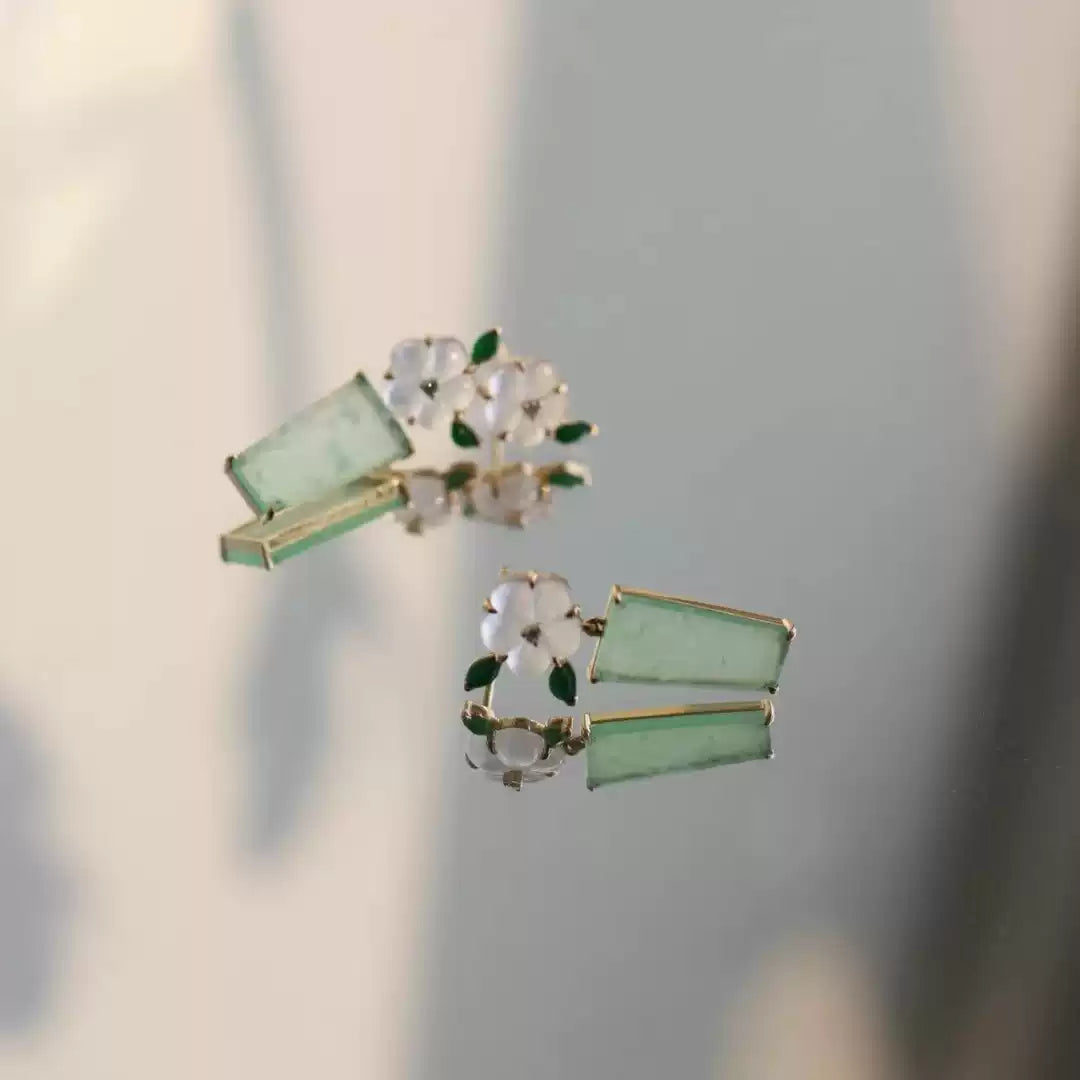 Vintage Sakura Vase Drop Earrings – New Chinese Style Statement Earrings for Women
