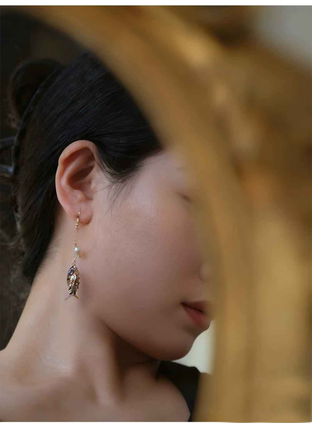 Handcrafted Goldfish Tassel Earrings – Elegant Chinese Style Dangle Earrings for Women
