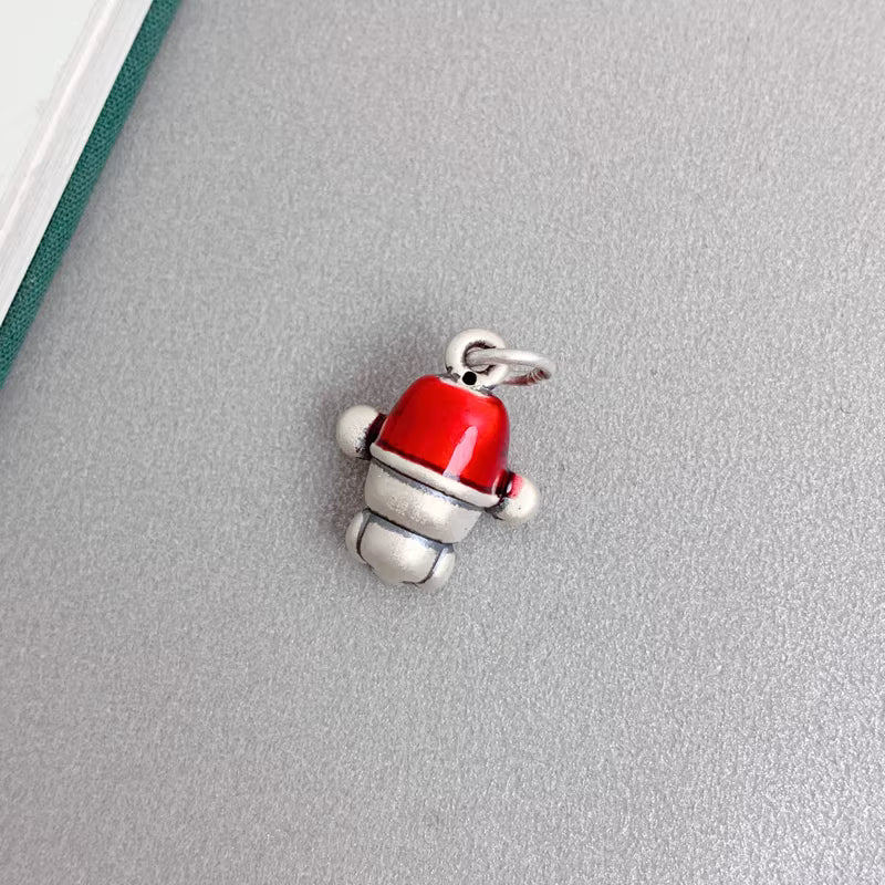 999 Fine Silver Cute God of Wealth Pendant – Enamel Coin Design, New Chinese Style Necklace