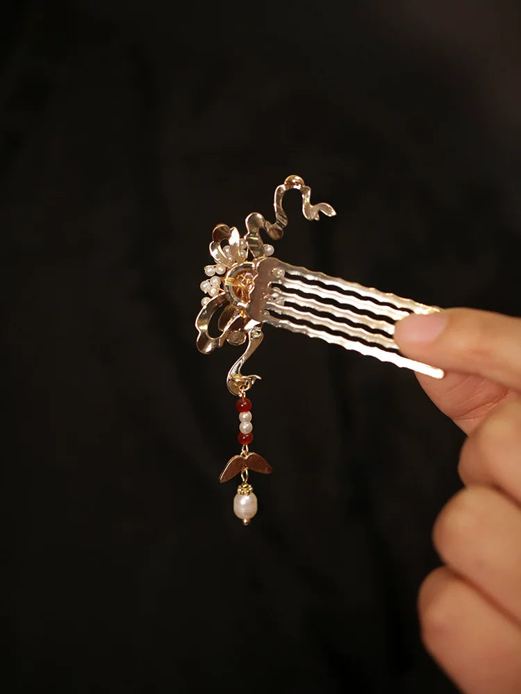 Peacock Blue Auspicious Cloud Hairpin – New Chinese Style Enamel Hair Accessory(A pair)