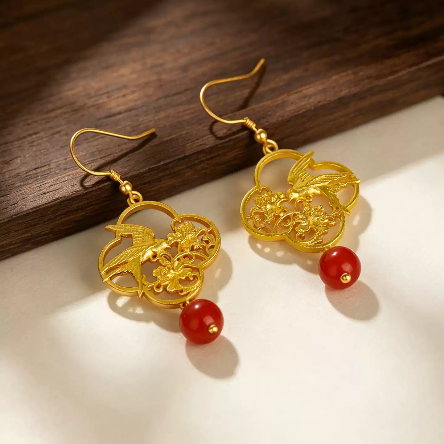 3D Swallow Relief Earrings – Traditional Chinese Inspired Statement Earrings for Women