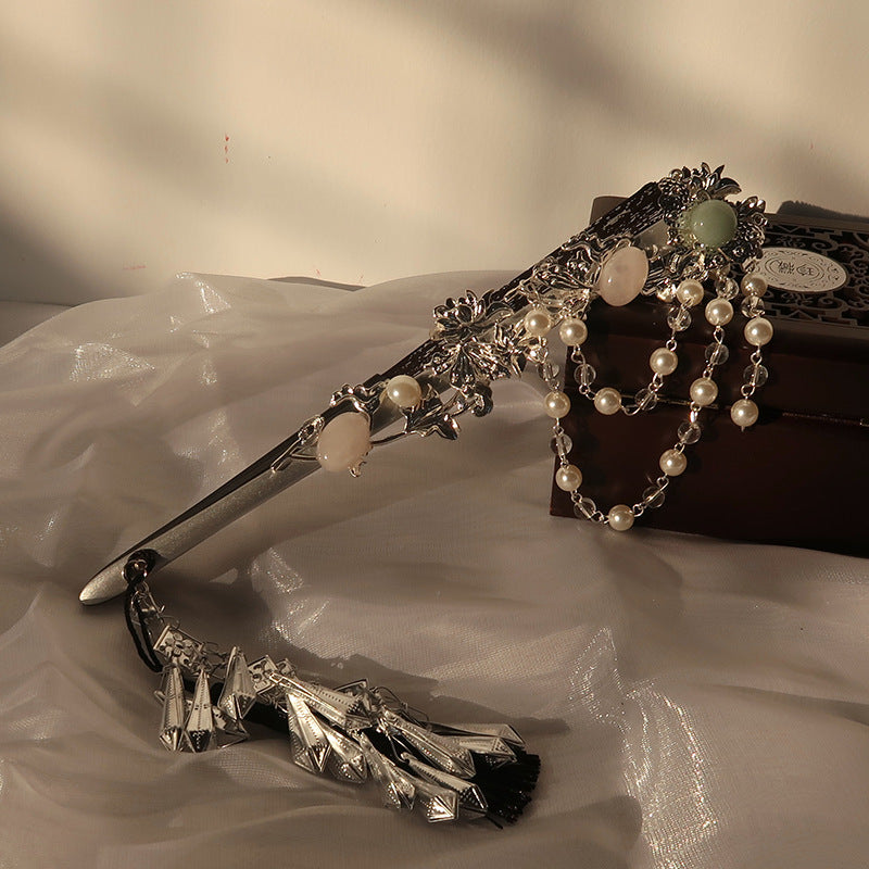 Handmade black gold sprinkled Han Dynasty antique folding fan