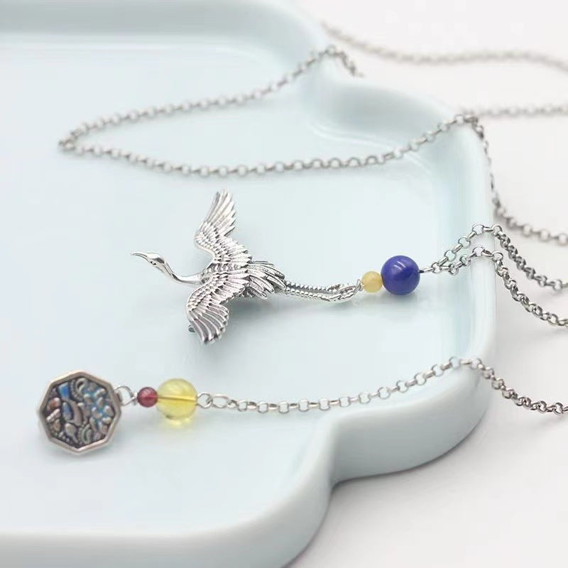 Crane Chest Needle Pressed Buckle-Sterling silver