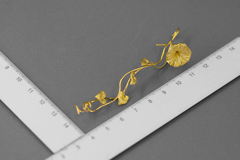 Ipomoea nil hand bending vine brooch-Sterling Silver