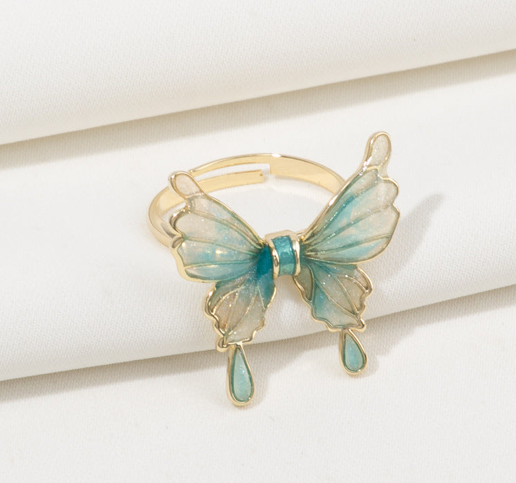 Chinese style immortal butterfly opening adjustable ring
