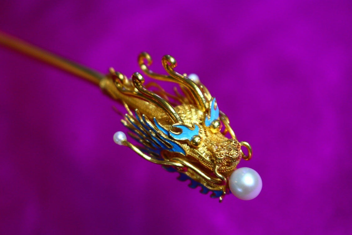 Qing Dynasty Palace Diancui Dragon Pearl Hairpin