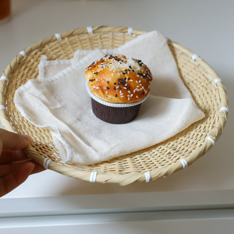 Hand-woven bamboo fruit pan dustpan Dim sum pan