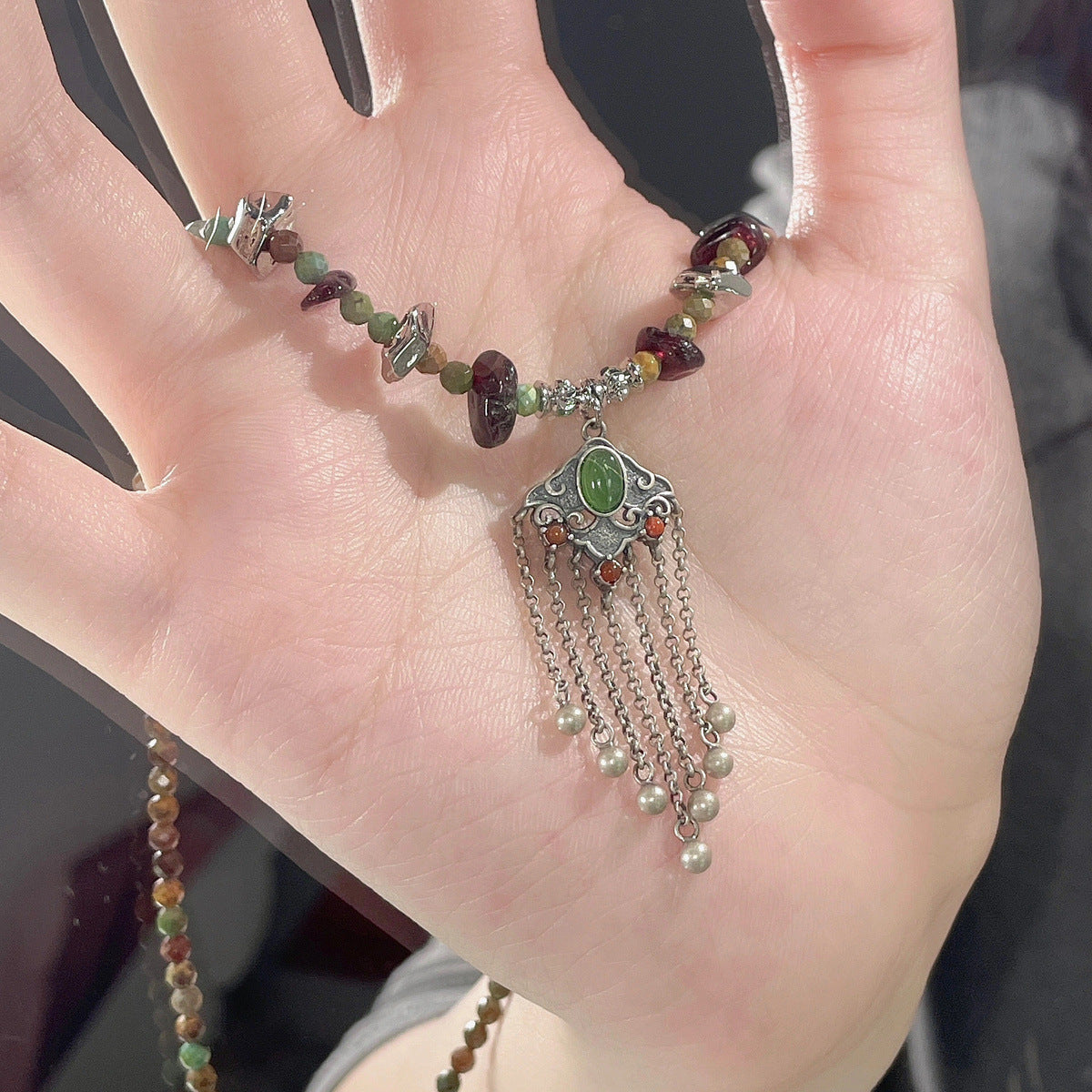Jade Ruyi Lock Tassel Necklace