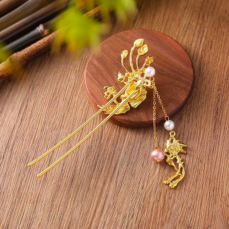2 Phoenix Pearl Tassel Hairpin
