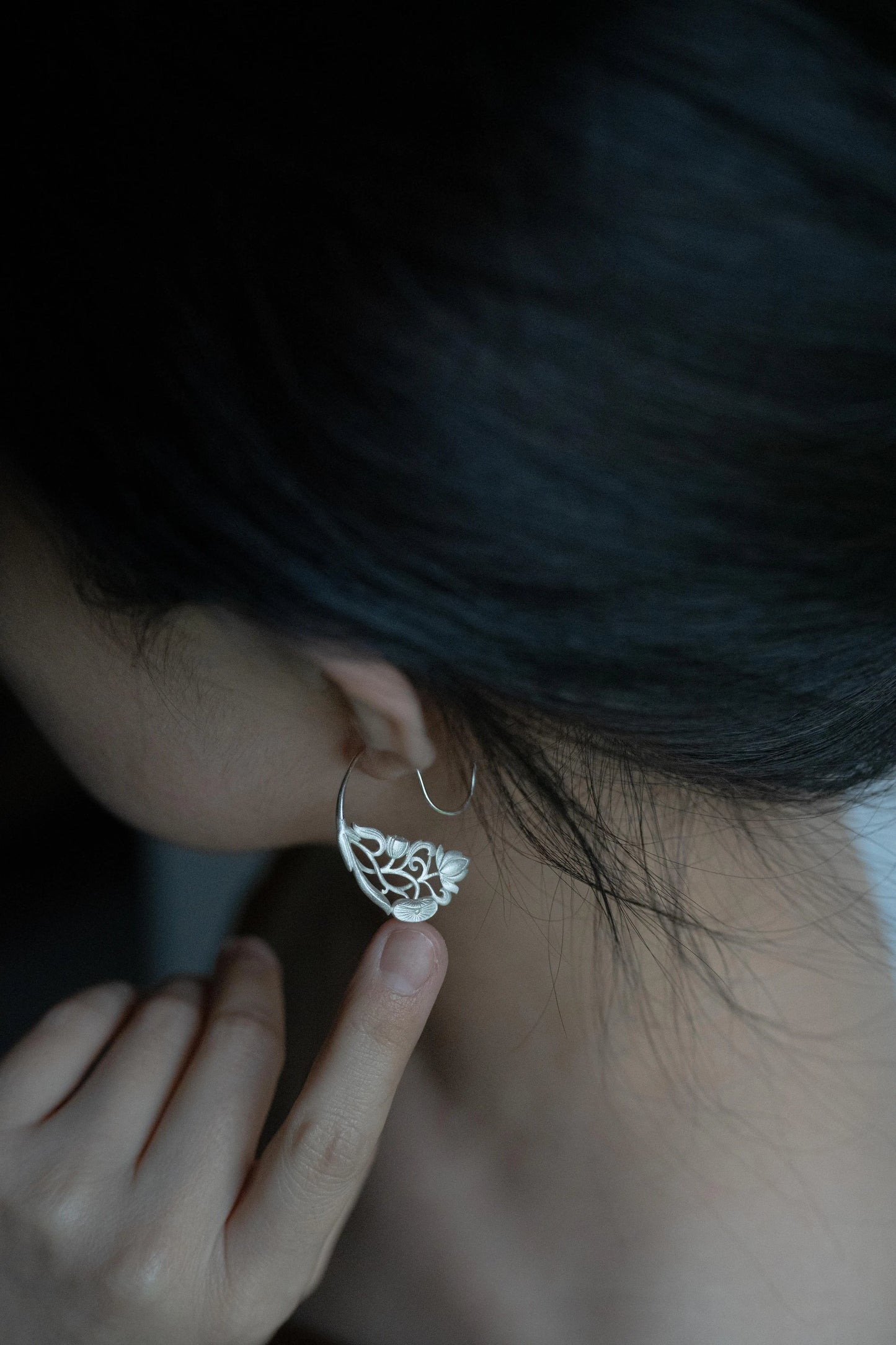 Lotus Step Earrings – Hollow Carved Chinese Style Zen Aesthetic Drop Earrings