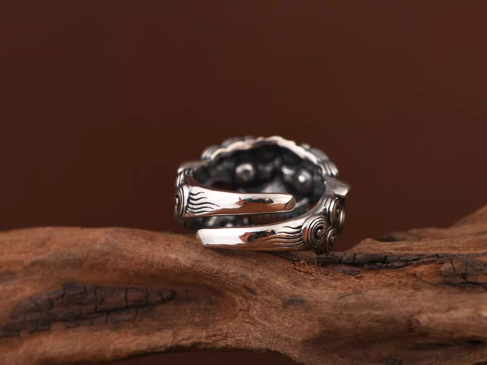 Vintage Thai Pi Xiu Ring – Adjustable Men's Lucky Beast Open Band Ring