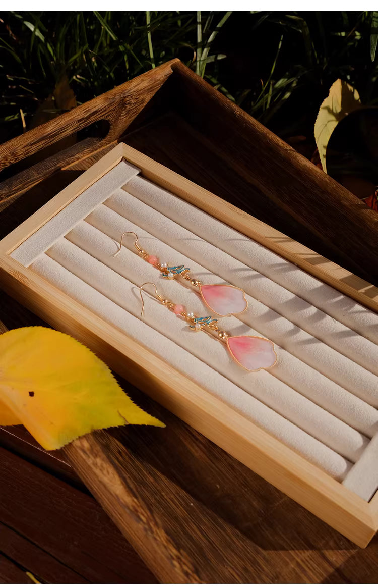 Handmade Velvet Flower Hook Earrings – Intangible Cultural Heritage New Chinese Style Jewelry