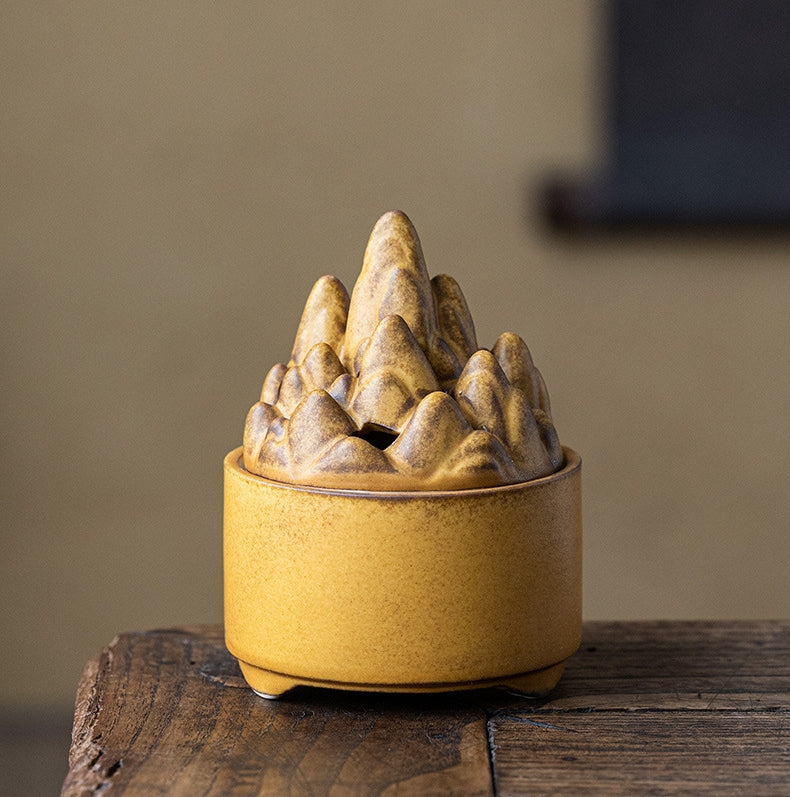 Chinese style retro Zen style ceramic mountain view color friend incense burner