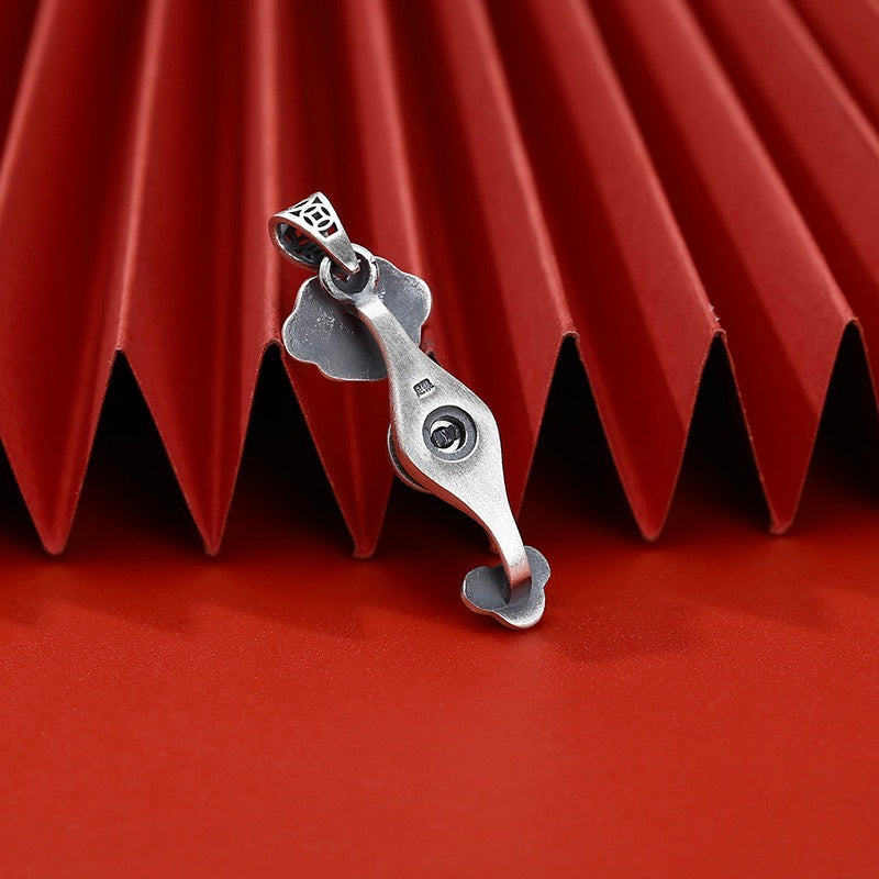 Ruyi And Character "Fú" Pendant- Sterling Silver