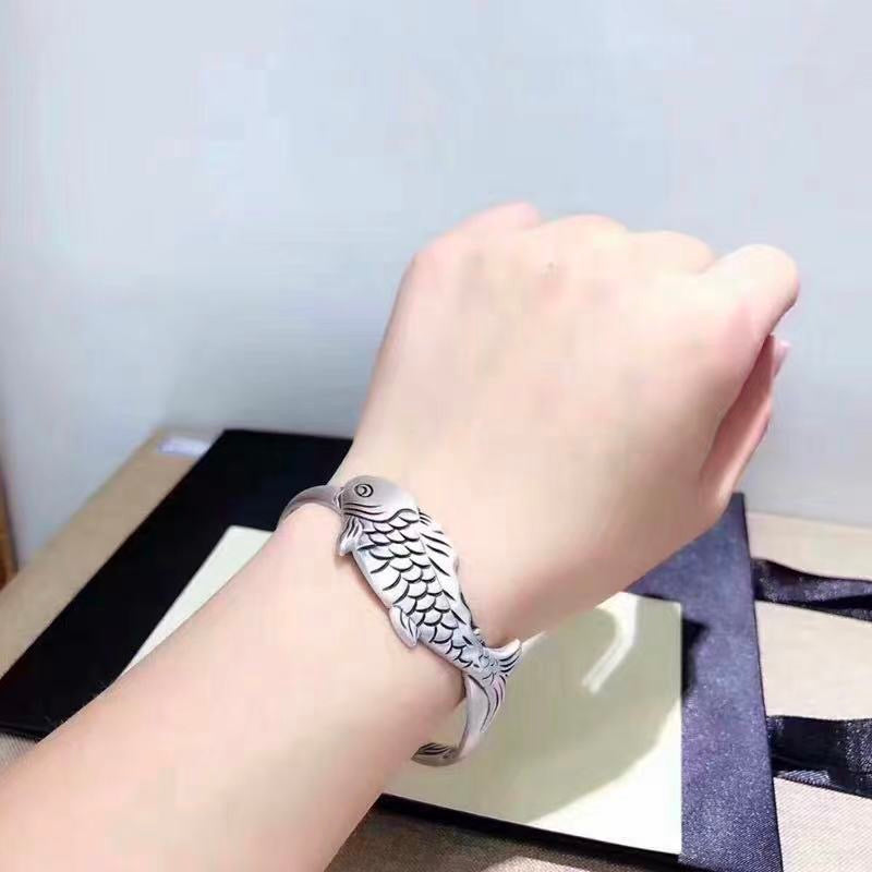 seedpod of the lotus Fish Open Bracelet - Sterling Silver