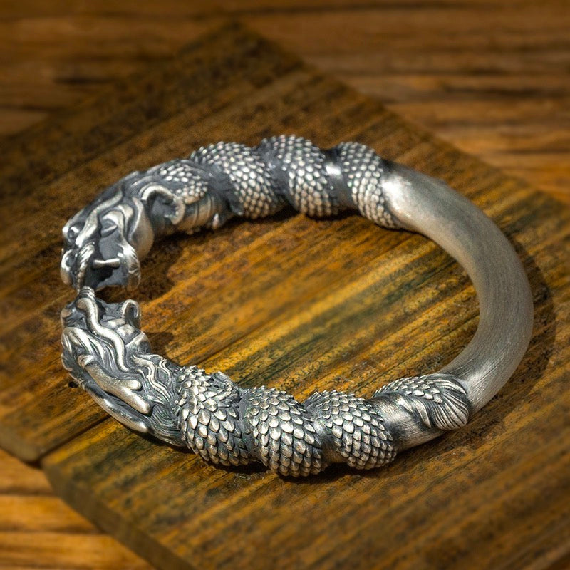 Dragon Double-headed Bracelet - Sterling Silver