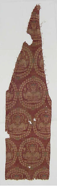 Woven Textile with Male Bust in Pearl Roundel, Central Asia, seventh-eighth century, The Metropolitan Museum of Art, 2008.79