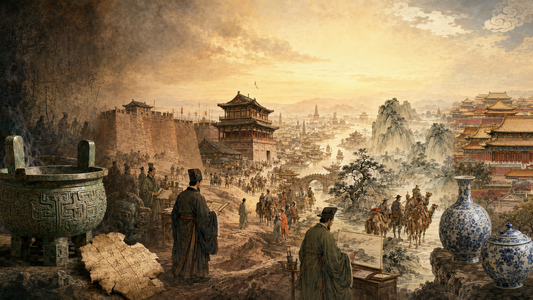 AI-generated historical illustration representing major eras of Chinese dynastic history