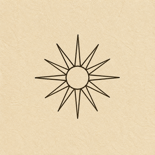 A high-definition line drawing of a Chinese sun pattern with radiating rays