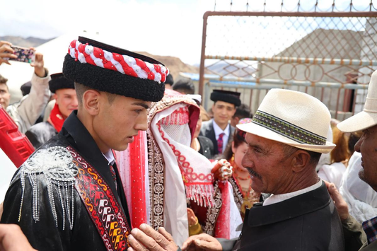 People at a Chinese Tajik wedding gathering in Xinjiang