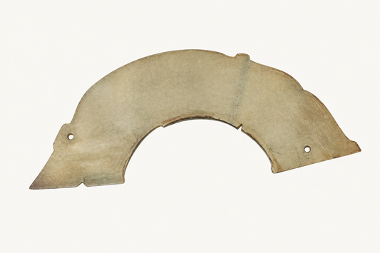 Restored landscape view of an arch-shaped Shang dynasty jade huang