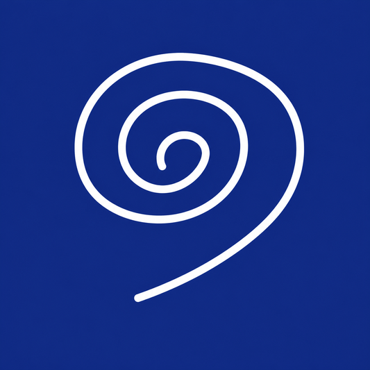 High-resolution diagram of a white spiral motif on an indigo field