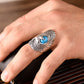 retro eagle wings set with artificial Turquoise ring-Sterling silver