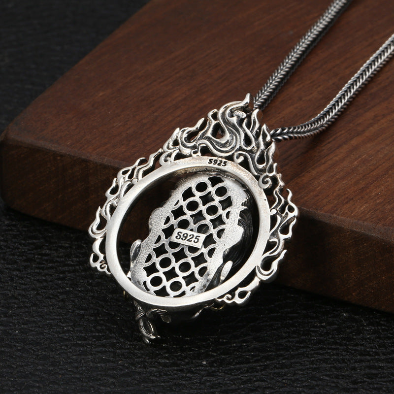 Acala pendant men's necklace-Sterling silver