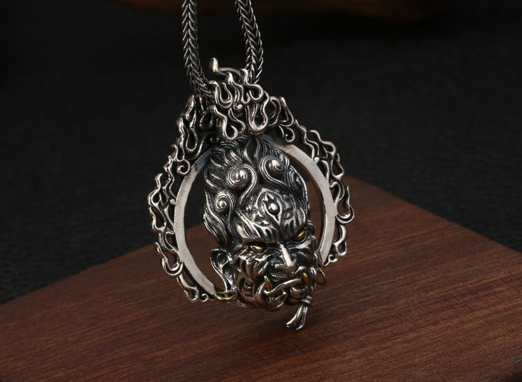 Acala pendant men's necklace-Sterling silver