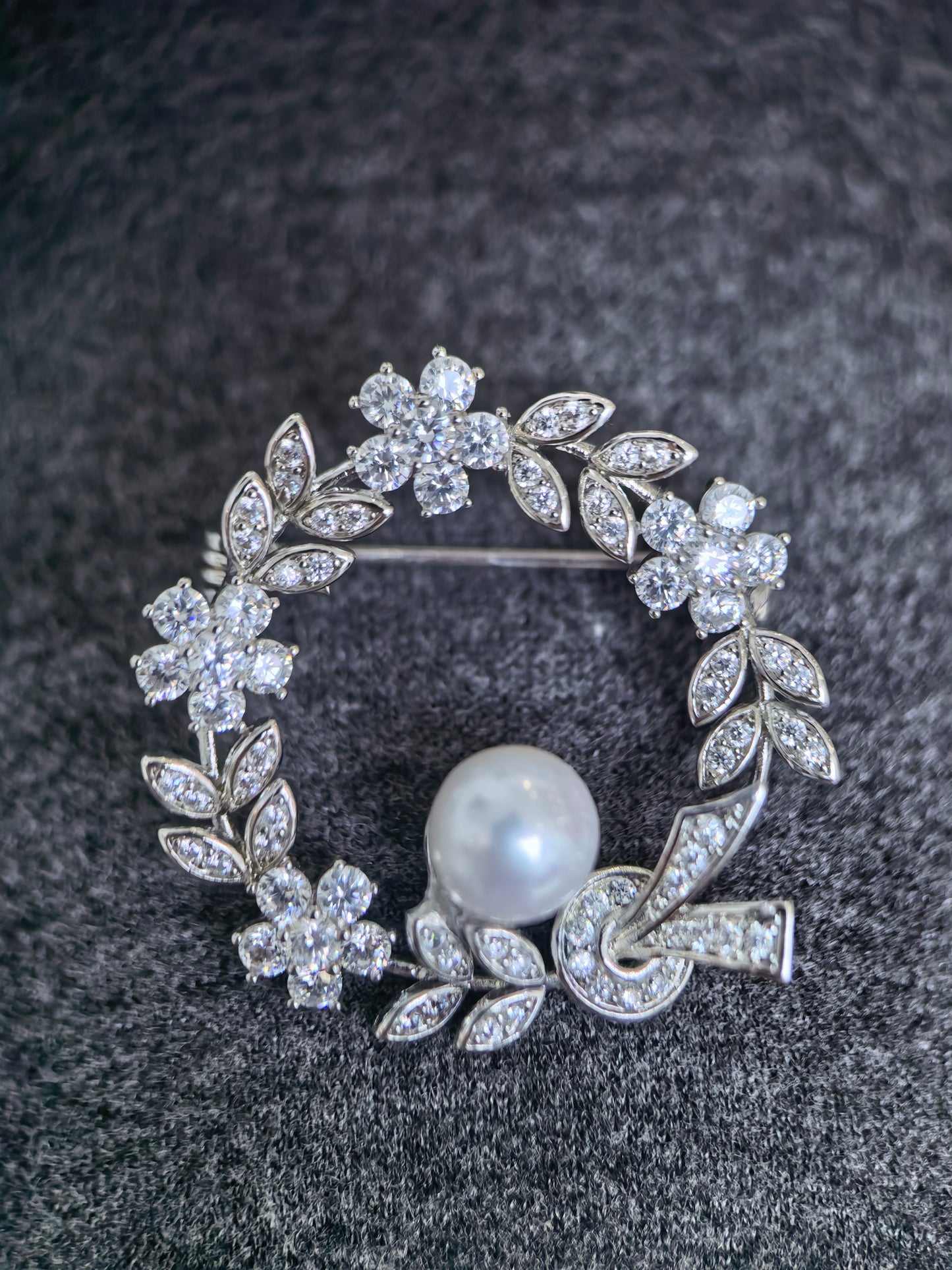 Elegant White Freshwater Pearl Floral Brooch