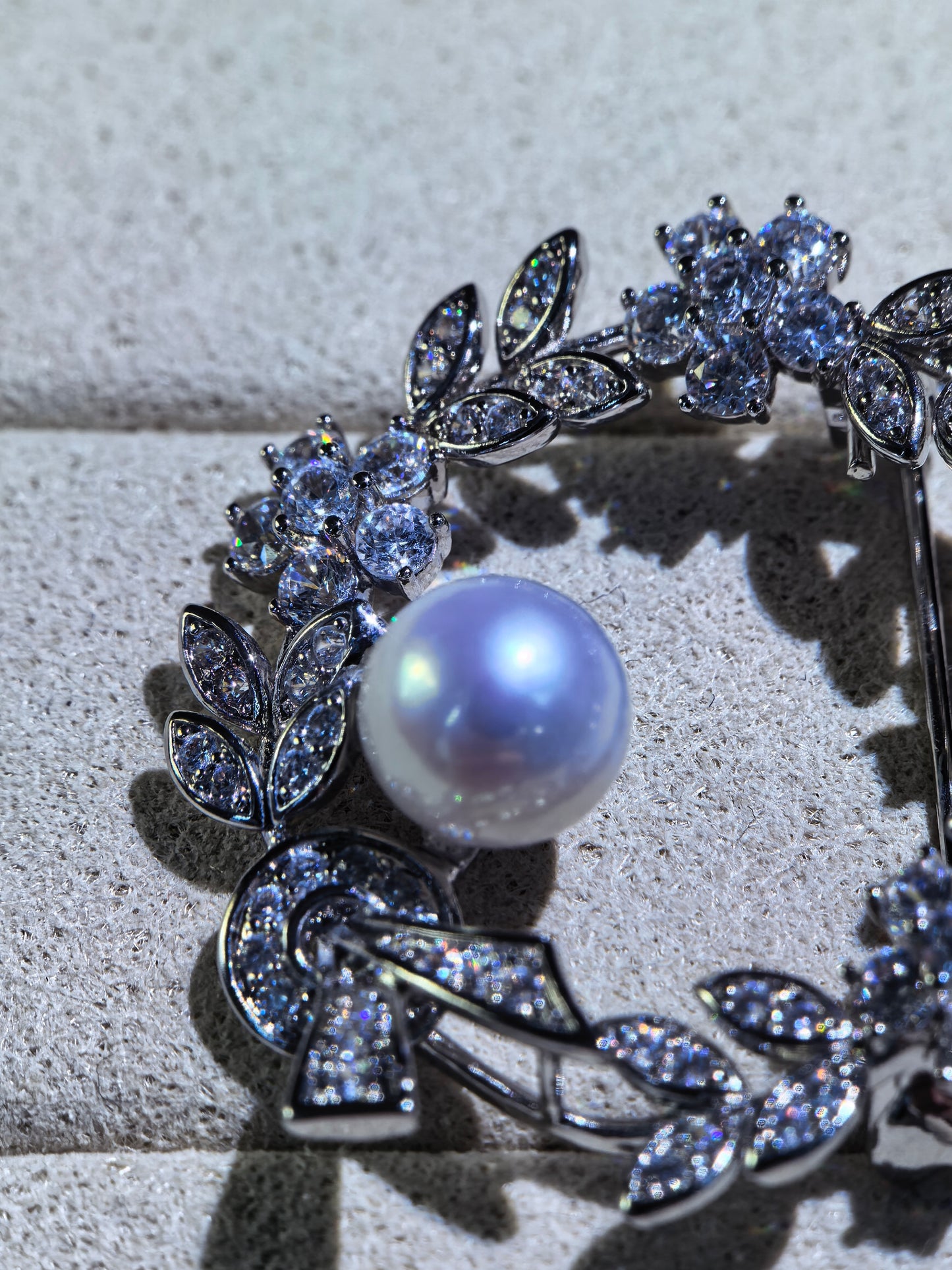 Elegant White Freshwater Pearl Floral Brooch