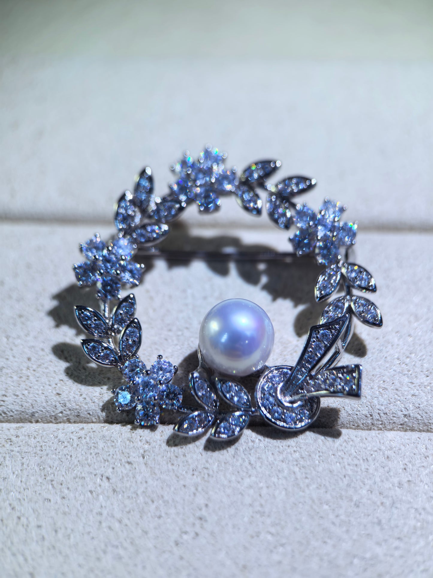 Elegant White Freshwater Pearl Floral Brooch