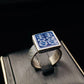 Double Happiness Silver Inlaid Hotan Jade Open Ring