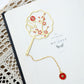 Chinoiserie Plum Orchid  Bamboo Brass  Lacquer Hollow Fringe Fan Bookmark Set