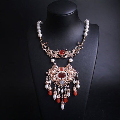Gufeng Pearl Ruyi Lock Yingluo Necklace