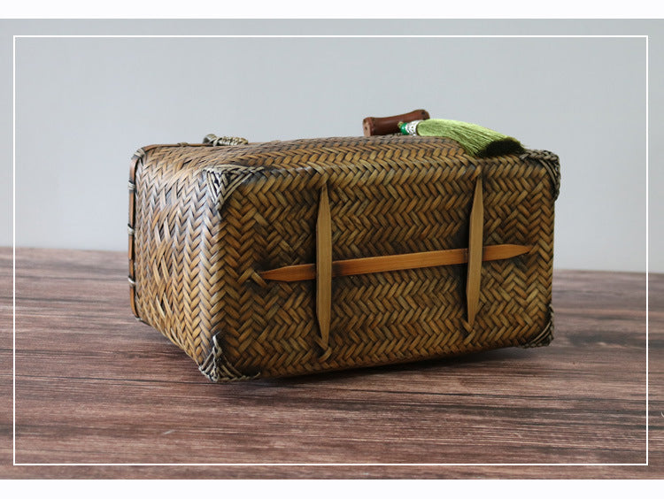 Handwoven retro bamboo woven handbag