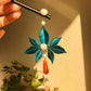 Handmade Chinese Chanhua Teal Flower Tassel Hairpin – Sandalwood Pearl Hanfu Hair Accessory for Women