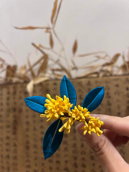 Traditional Chinese Silk Thread Osmanthus Hair Clip – Handmade Ethnic Hair Accessory for Women