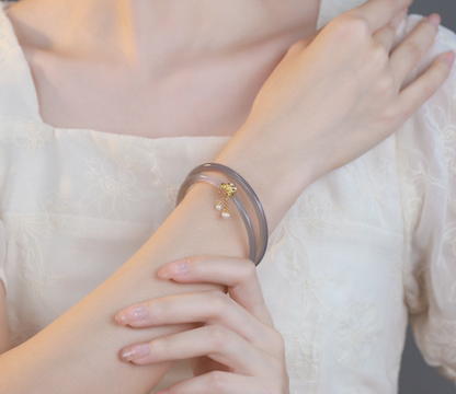 Lotus 3 Perlen Quaste Jade Armband