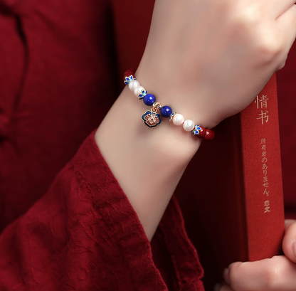 Zinnoberrot Langlebigkeit Verschluss Buddha Perle Honigwachs Perlenarmband