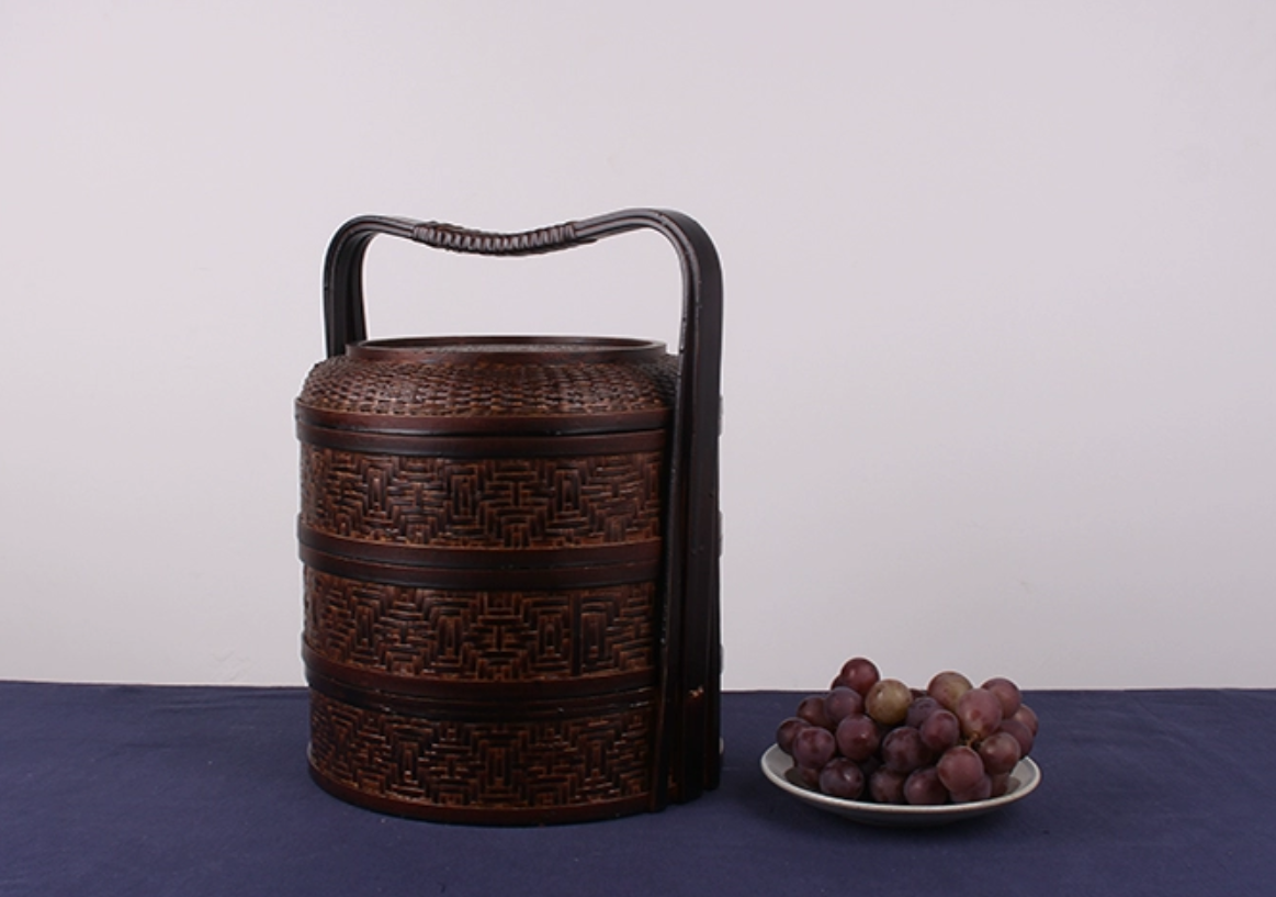 Vintage Bamboo Weaving Lacquerware Food Box Chinese Style Basket