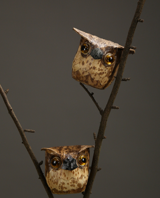 Folk Craft Bamboo Shoot Shell and Skin Weaving Owl