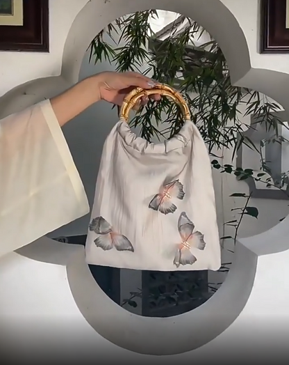 Schmetterling Bambusgelenk Kalligrafiezeichen Bindung Handtasche
