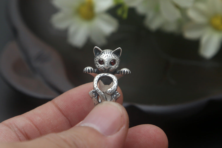 Matte Cat Ring -Sterling silver