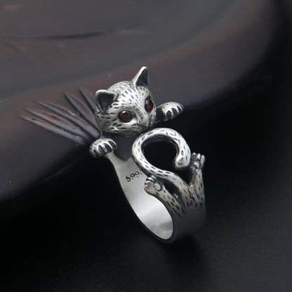Matter Katzenring – Sterlingsilber