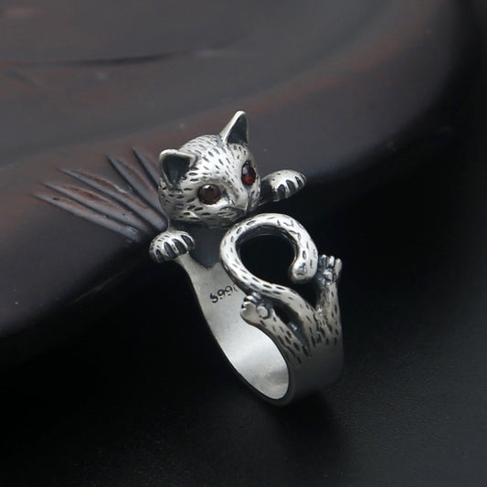 Matte Cat Ring -Sterling silver